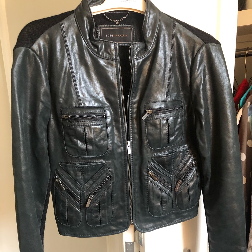 BCBG black leather jacket